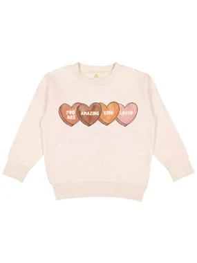 Affirmations Conversation Hearts Kids Valentine's Day Sweatshirt