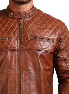 Brown Racer Leather Jacket  ChersDelights Leather