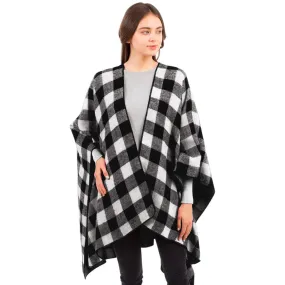 Buffalo Plaid Pattern Cape Ruana Poncho