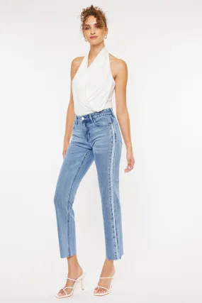 Evelyn  Mid Rise Slim Straight Leg Jeans