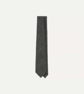 Grey Prince of Wales Check Hand Rolled Wool Tie