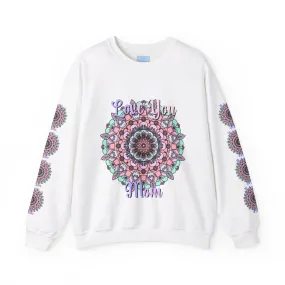 Handmade Mandala Design Crewneck Sweatshirt for Mom - Love You Mom