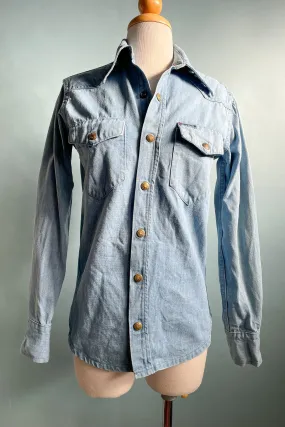 Vintage 60s Landlubber Denim Shirt, Kids 14, Womens S/XS