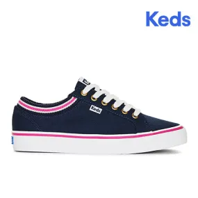 Women's Jump Kick Rib Knit Collar Sneaker Navy / Pink (WF67407)